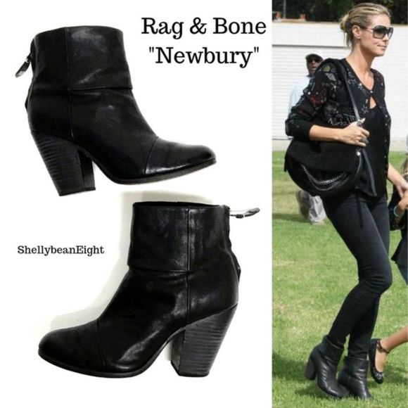rag & bone Shoes - RAG & BONE Newbury Black Leather BackZip Ankle Boots Booties Celeb Fave 38 7.5 8